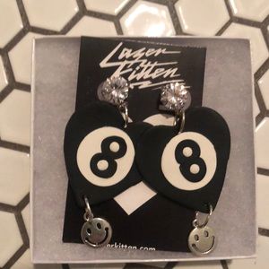 Laser Kitten Magic 8 Ball Charm Earrings
